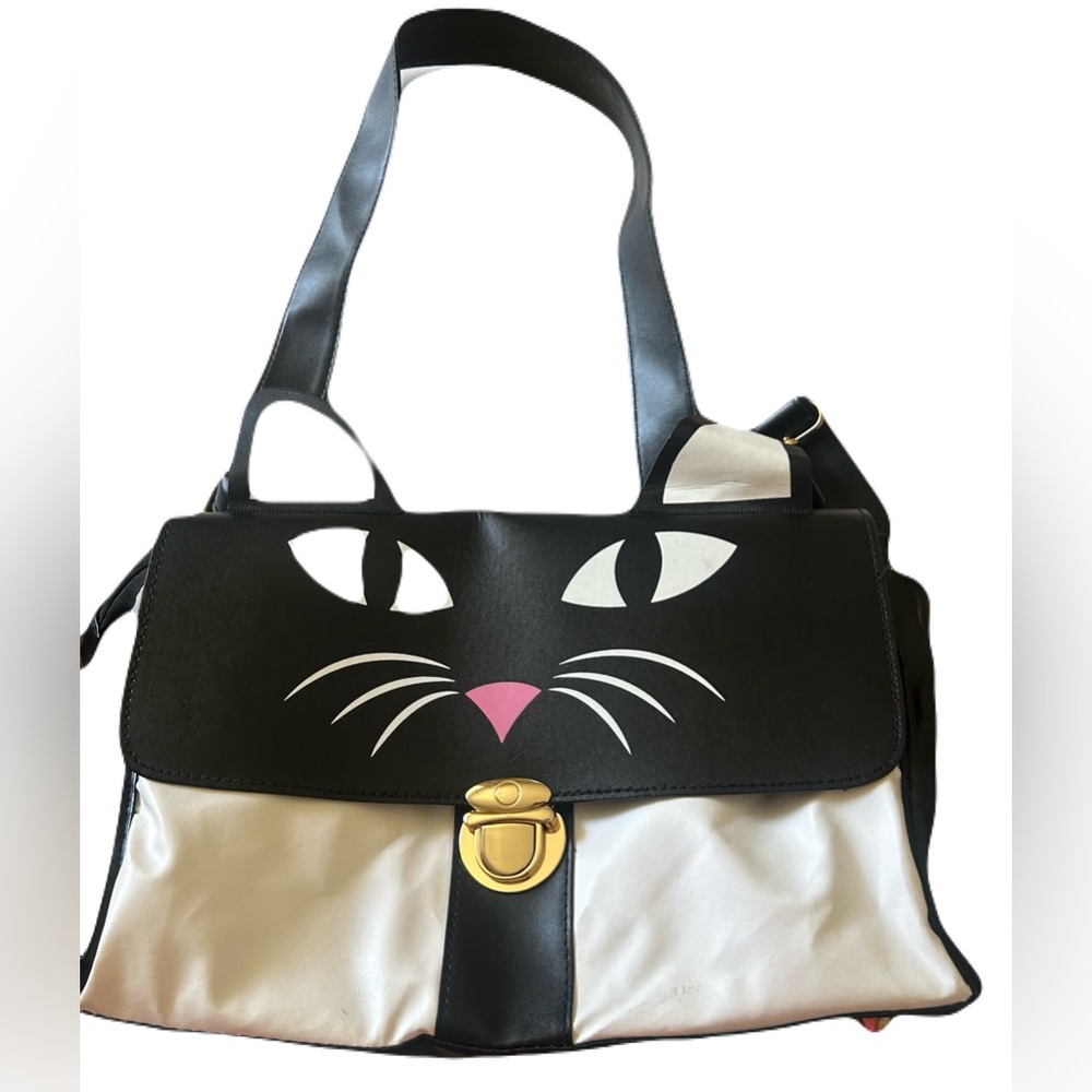 Wink Cat Insulated wine/flask bag Black and White Handbag